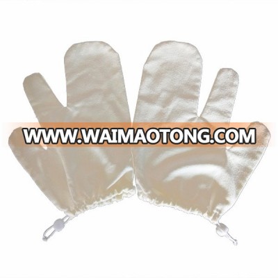 china garshana raw silk dry massage gloves for SPA with adjustable wrist